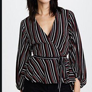 YUMI KIM Anthropology Posh Life Striped Wrap Top M blouse